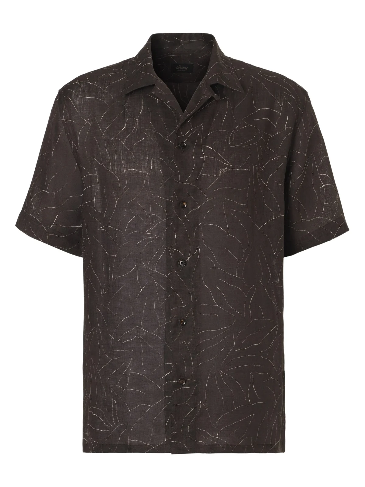 Printed linen bowling shirt