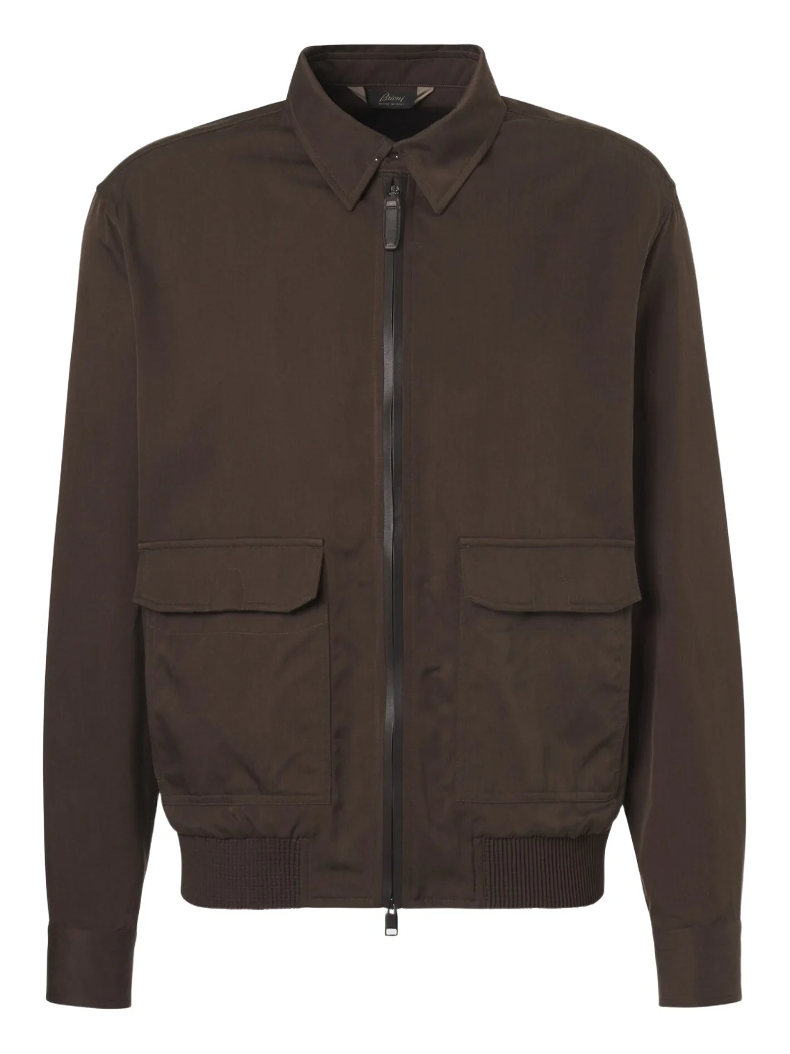 Brioni Leather-trimmed silk blouson jacket