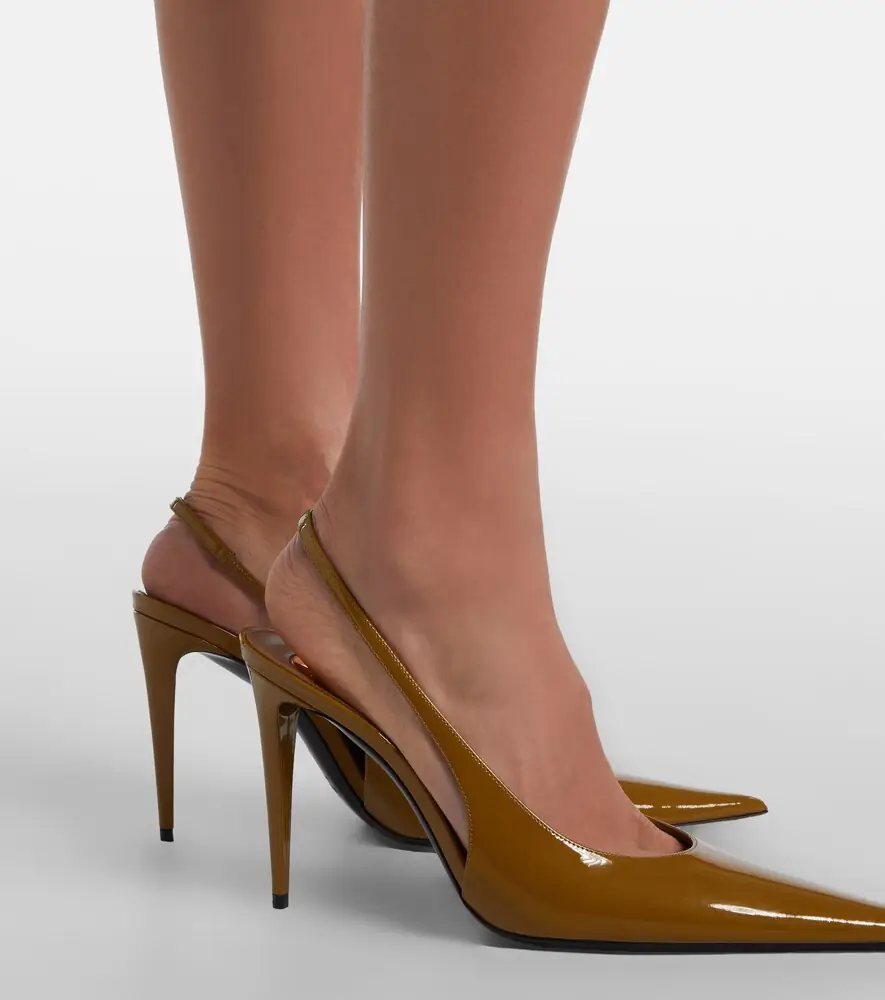 Saint Laurent Guermantes patent leather slingback pumps | Thumbnail 6