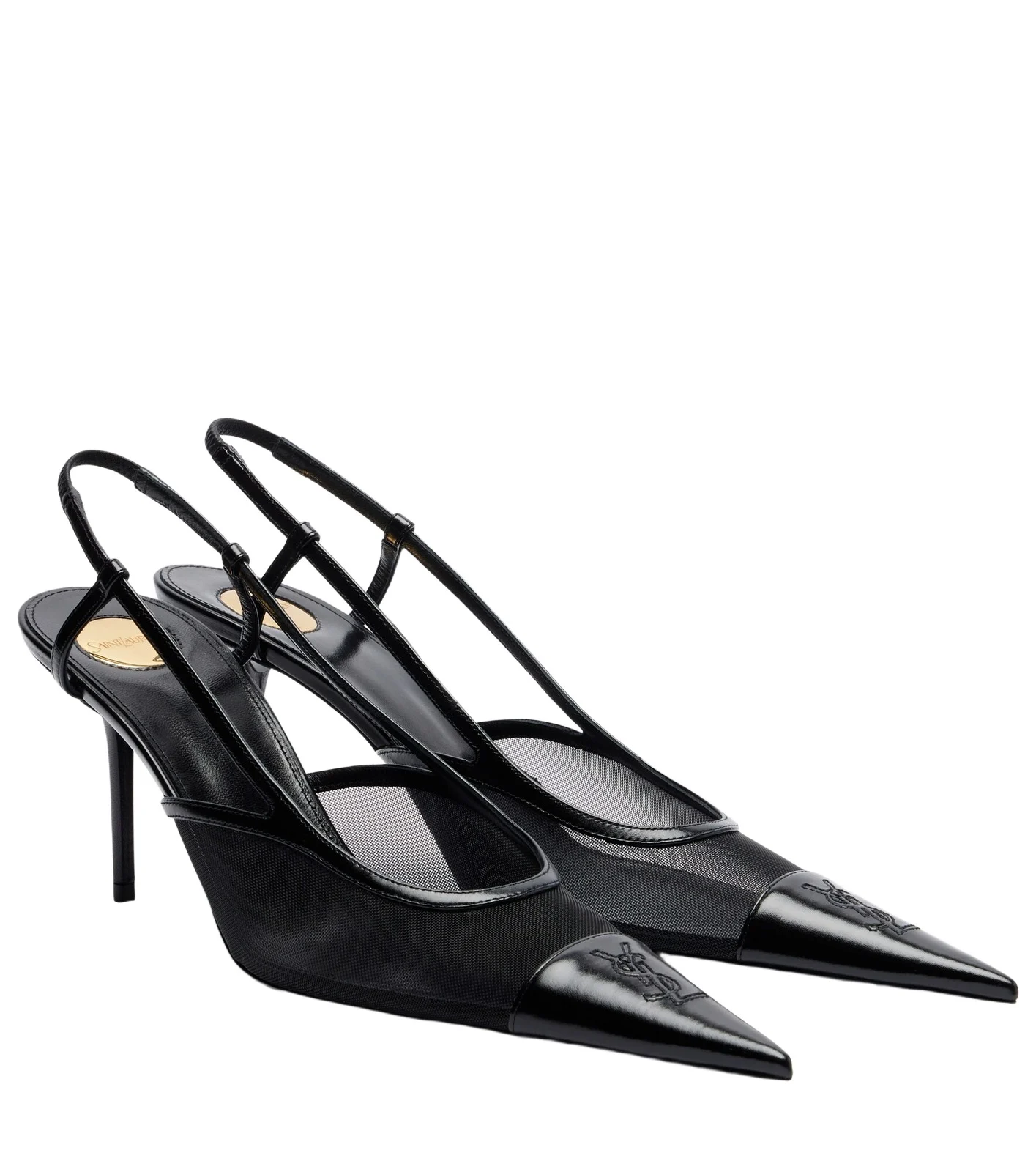Renée mesh and leather slingback pumps Renée mesh and leather slingback pumps