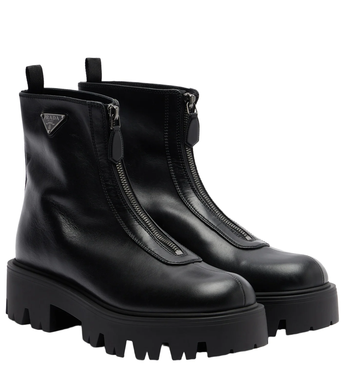 Leather platform ankle boots