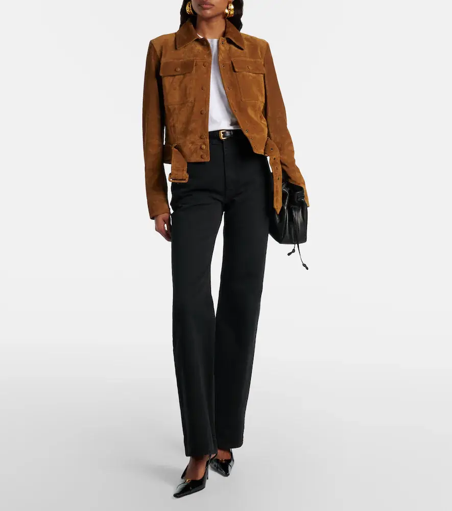 Saint Laurent Belted cropped suede jacket | Thumbnail 4 Saint Laurent Belted cropped suede jacket | Thumbnail 4