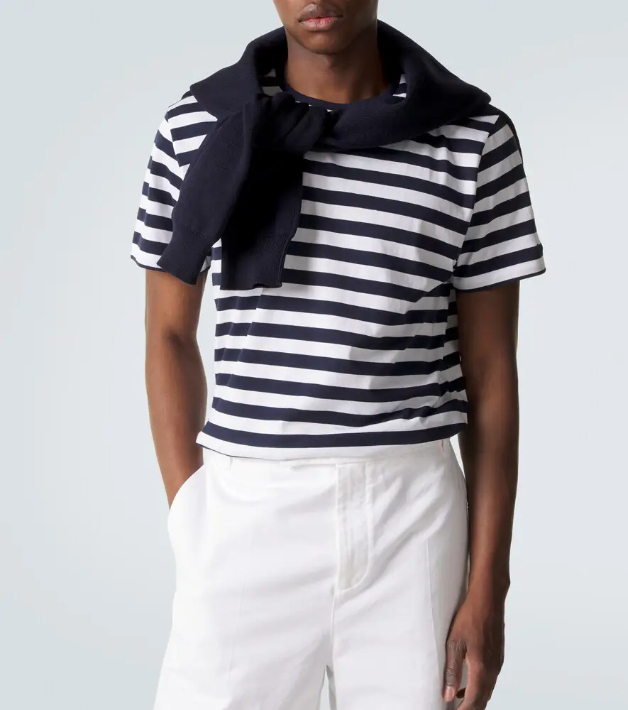 Ralph Lauren Purple Label Striped cotton lisle and piqué T-shirt | Thumbnail 3