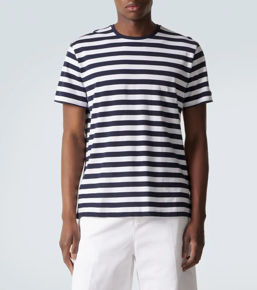Ralph Lauren Purple Label Striped cotton lisle and piqué T-shirt | Thumbnail 6