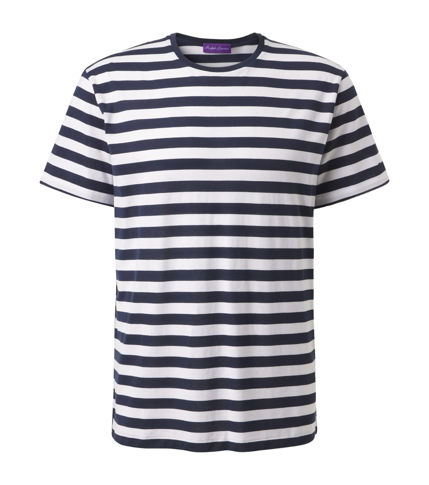Striped cotton lisle and piqué T-shirt
