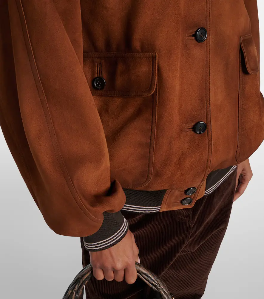 Miu Miu Logo suede blouson jacket | Thumbnail 5 Miu Miu Logo suede blouson jacket | Thumbnail 5