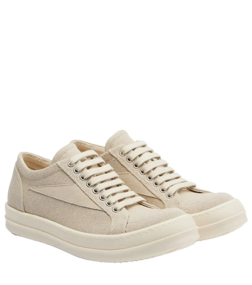 Rick Owens DRKSHDW Vintage suede-trimmed canvas sneakers | Image 1 Rick Owens DRKSHDW Vintage suede-trimmed canvas sneakers | Image 1