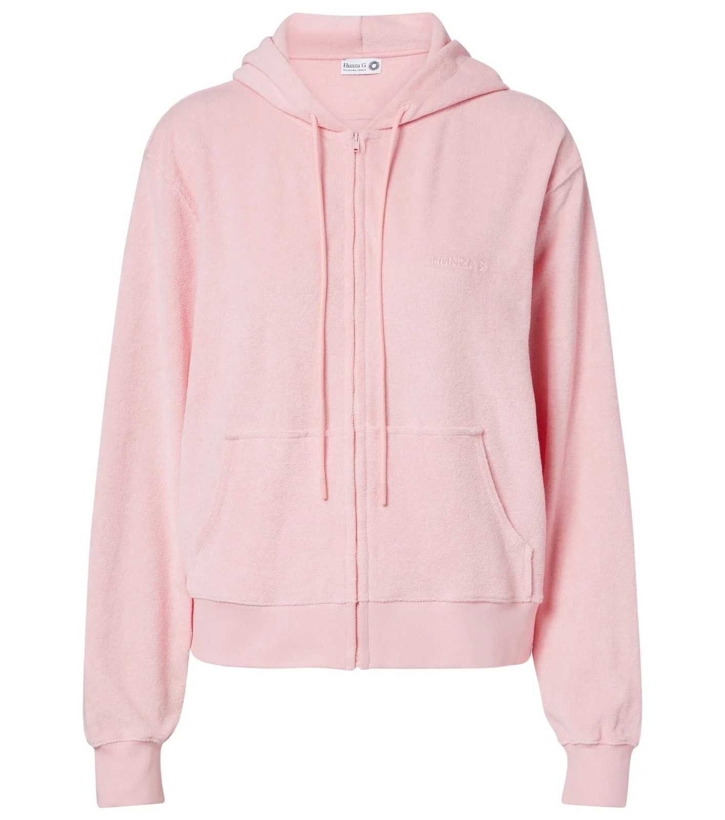 Hunza G Logo cotton terry zip-up hoodie