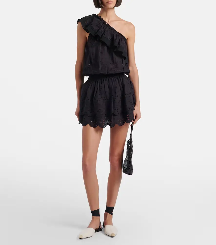 Melissa Odabash Bree broderie anglaise one-shoulder cotton minidress | Thumbnail 6