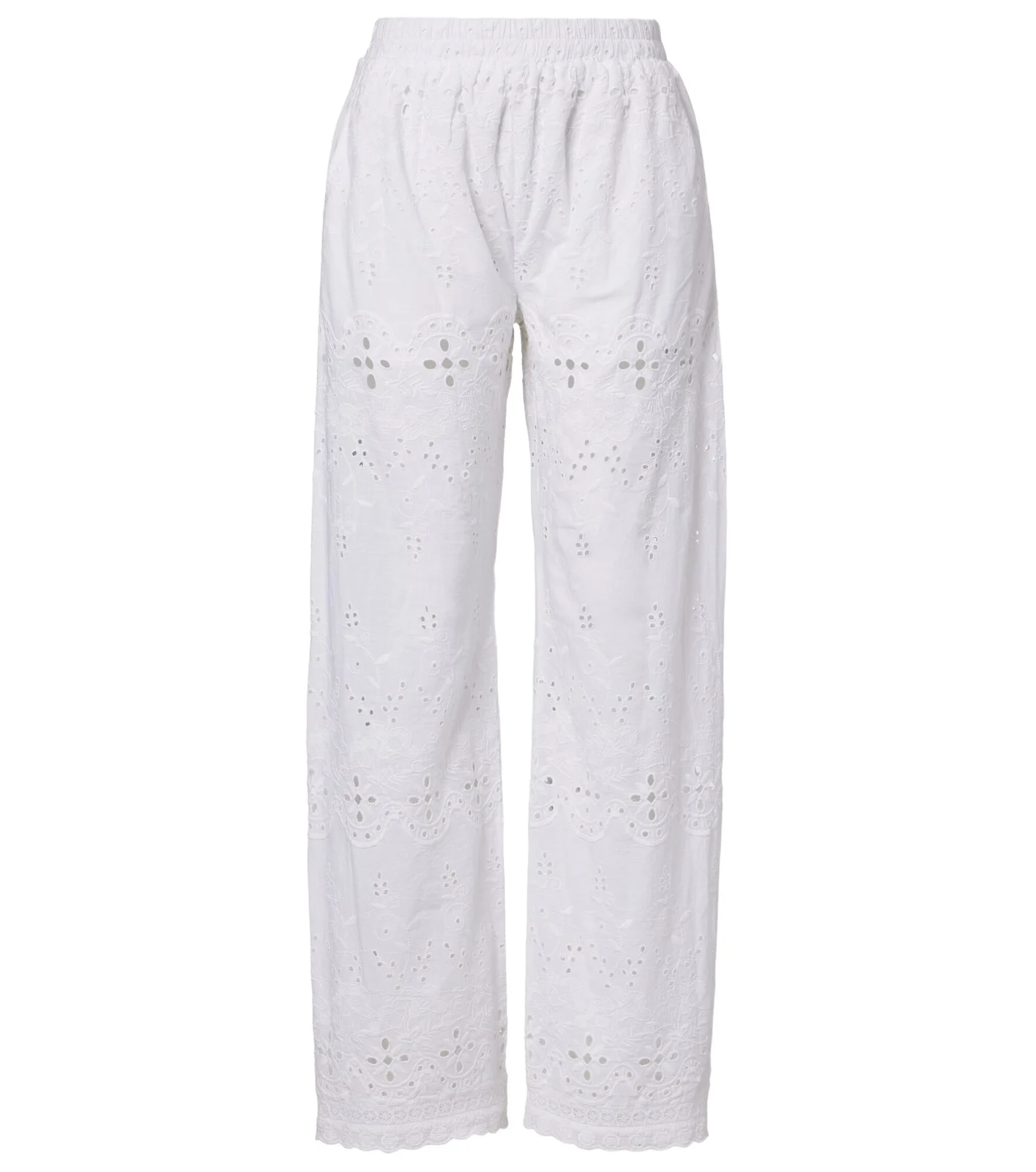 Lula embroidered cotton wide-leg pants
