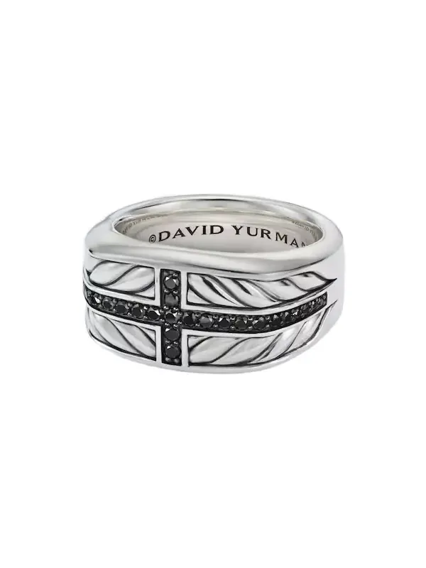 David Yurman Chevron sterling silver ring with diamonds
