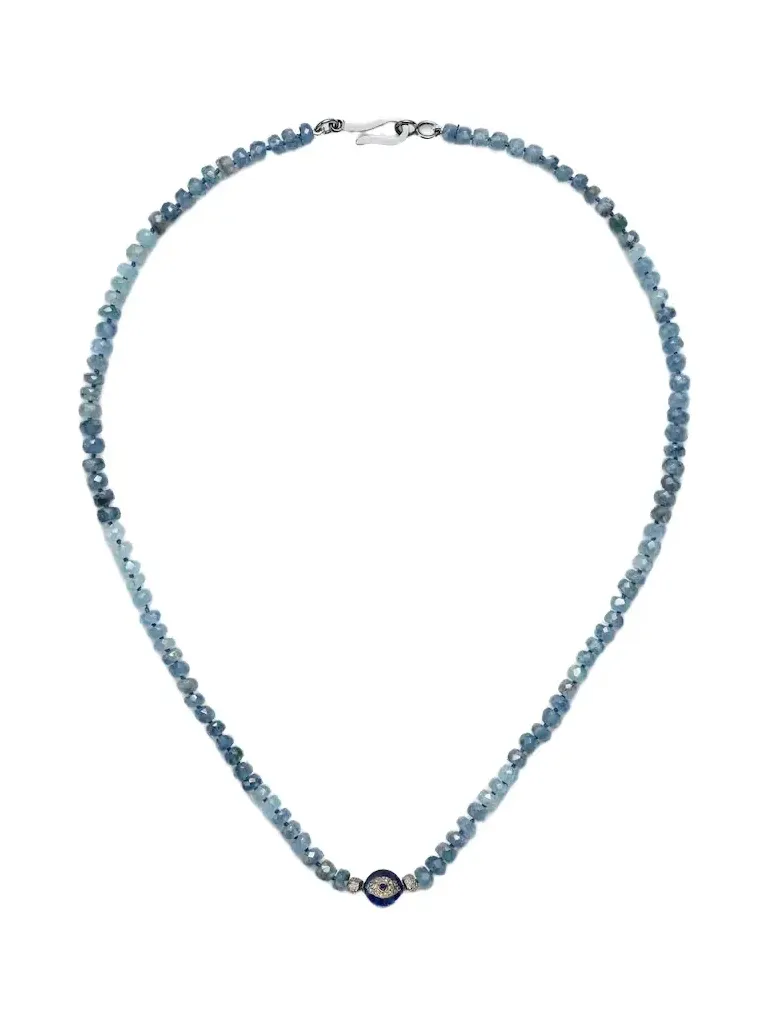 Sterling silver beaded necklace with gemstones