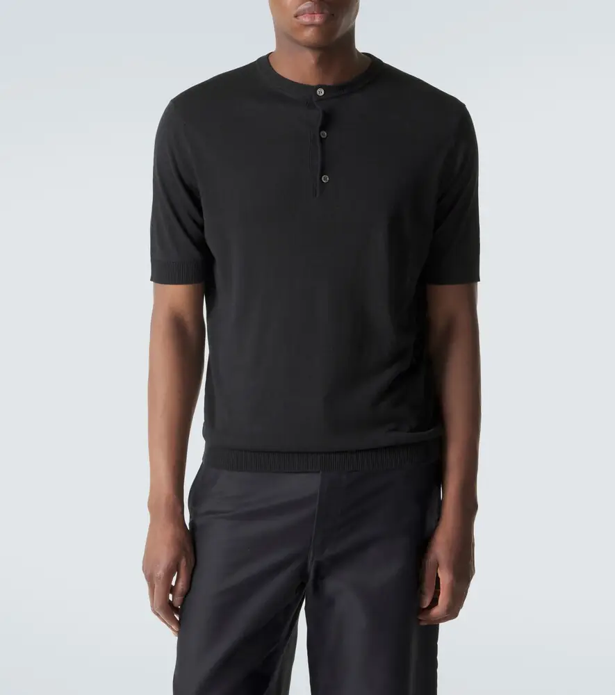 Thom Sweeney Silk and linen Henley shirt | Thumbnail 4 Thom Sweeney Silk and linen Henley shirt | Thumbnail 4