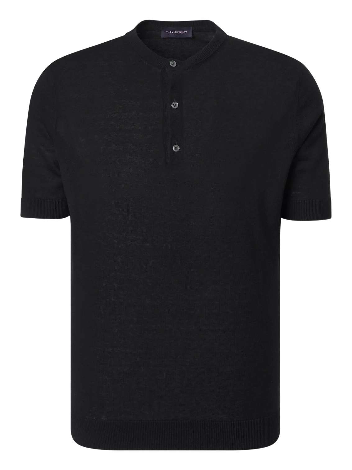 Thom Sweeney Silk and linen Henley shirt