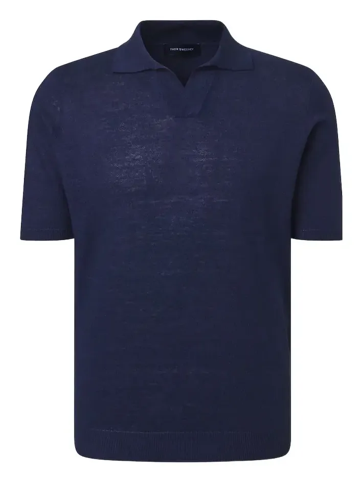 Thom Sweeney Linen and cotton polo shirt