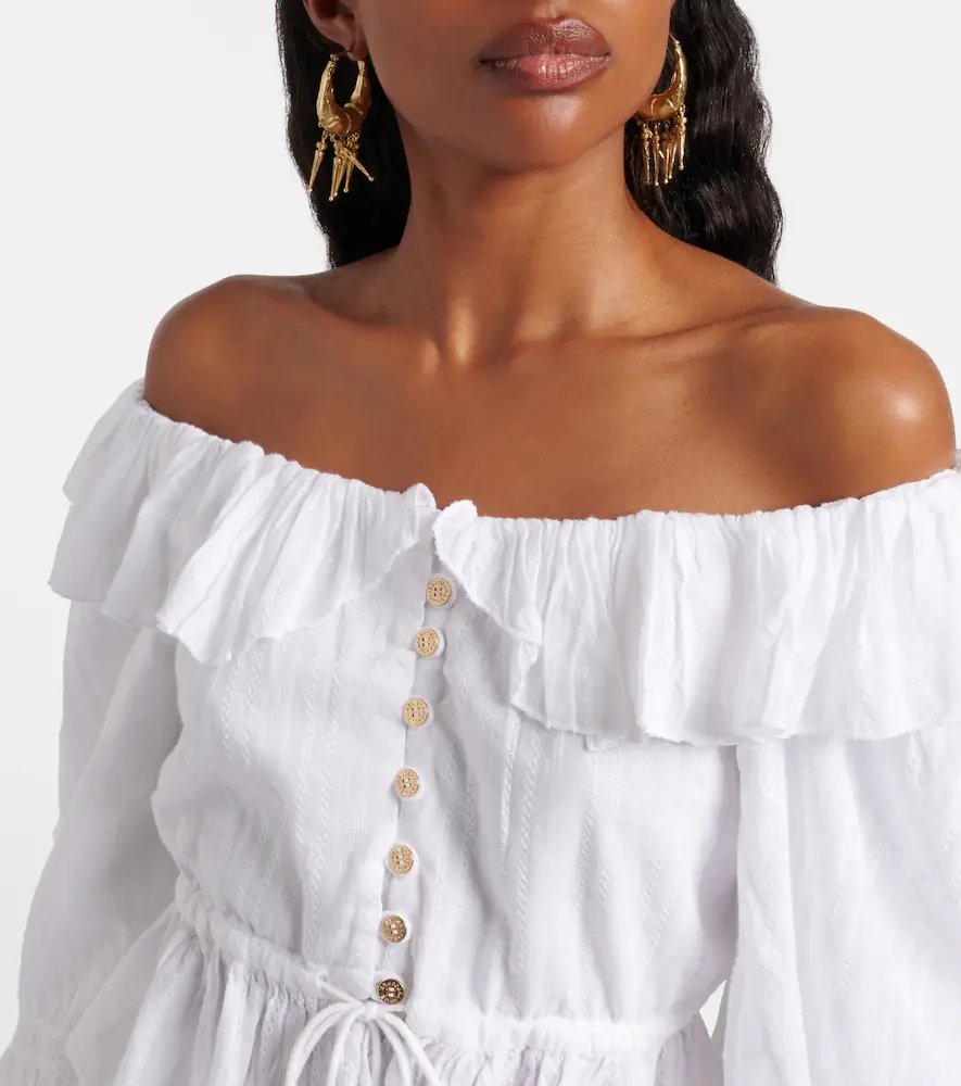 Melissa Odabash Corrine off-shoulder cotton poplin blouse | Thumbnail 2