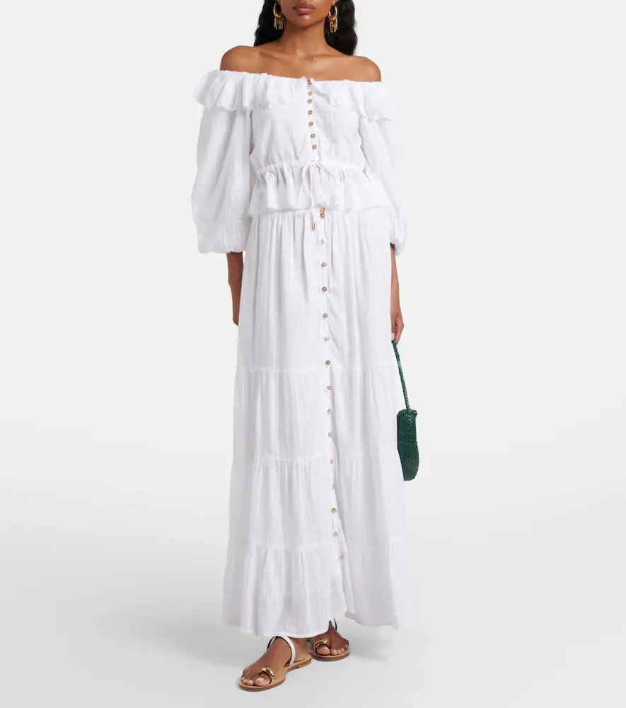 Melissa Odabash Corrine off-shoulder cotton poplin blouse | Thumbnail 3