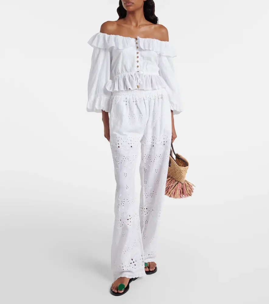 Melissa Odabash Corrine off-shoulder cotton poplin blouse | Thumbnail 5
