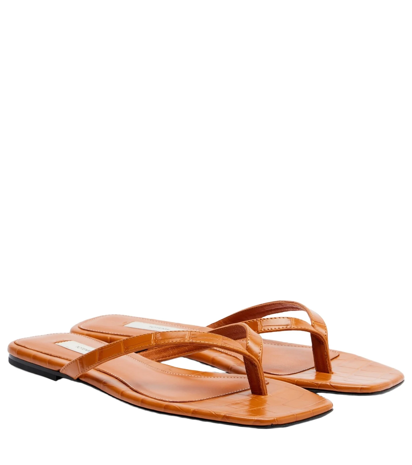 Croc-effect leather thong sandals Croc-effect leather thong sandals