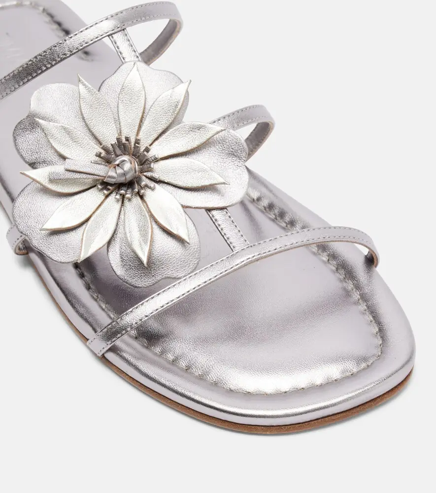 Zimmermann Floral-appliqué metallic leather sandals | Thumbnail 3 Zimmermann Floral-appliqué metallic leather sandals | Thumbnail 3