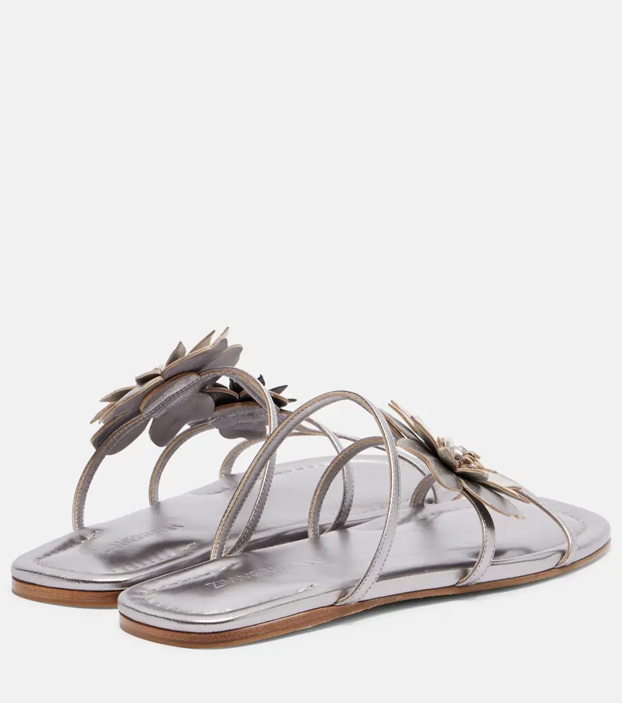 Zimmermann Floral-appliqué metallic leather sandals | Thumbnail 4 Zimmermann Floral-appliqué metallic leather sandals | Thumbnail 4