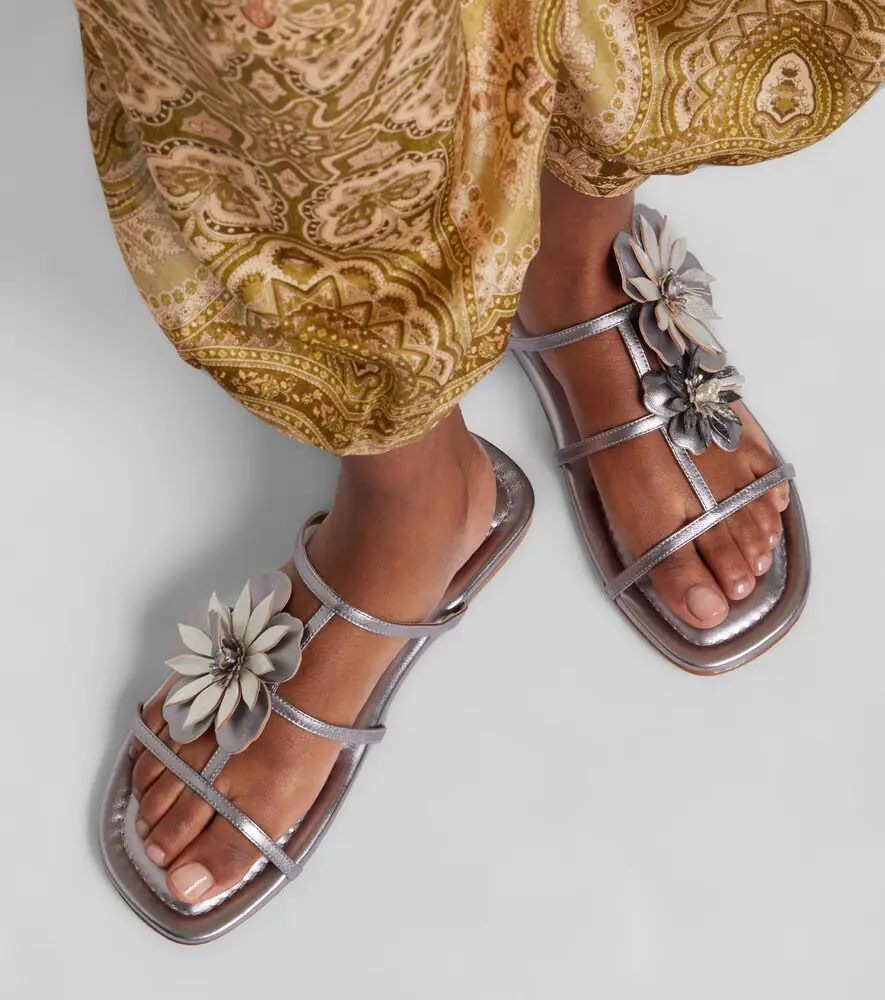 Zimmermann Floral-appliqué metallic leather sandals | Thumbnail 6 Zimmermann Floral-appliqué metallic leather sandals | Thumbnail 6