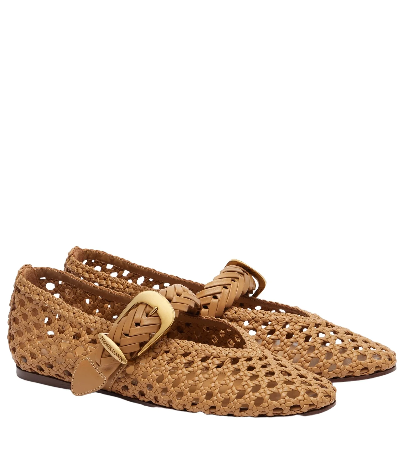 Zimmermann Alchemy woven leather Mary Jane flats