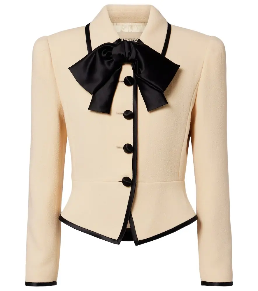 Valentino Bow-detail virgin wool crêpe jacket | Image 1 Valentino Bow-detail virgin wool crêpe jacket | Image 1