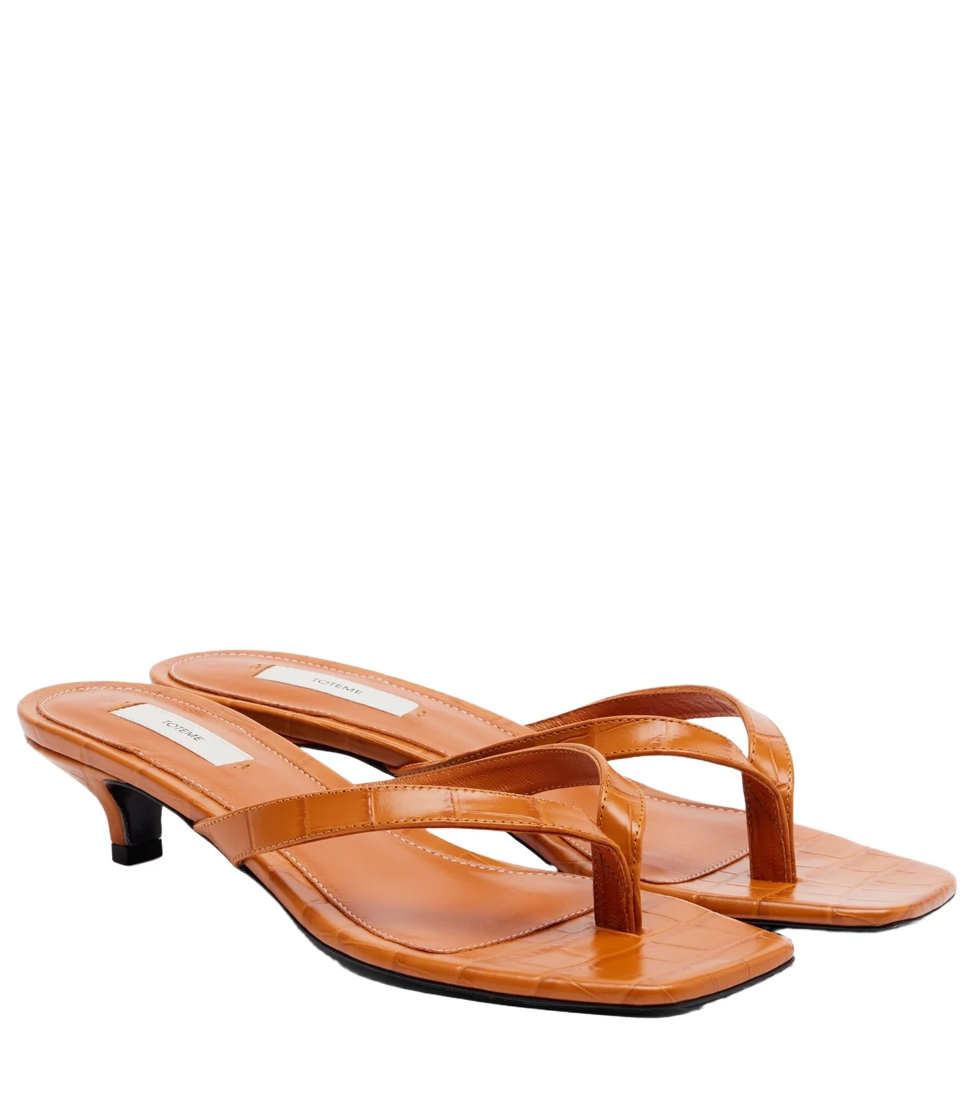 Croc-effect leather thong sandals Croc-effect leather thong sandals