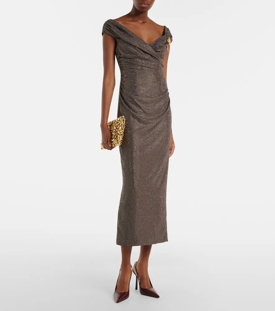 Roland Mouret Embellished draped chiffon midi dress | Thumbnail 5