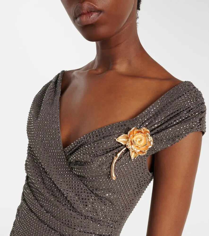 Roland Mouret Embellished draped chiffon midi dress | Thumbnail 6