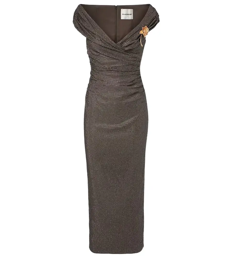 Embellished draped chiffon midi dress Embellished draped chiffon midi dress
