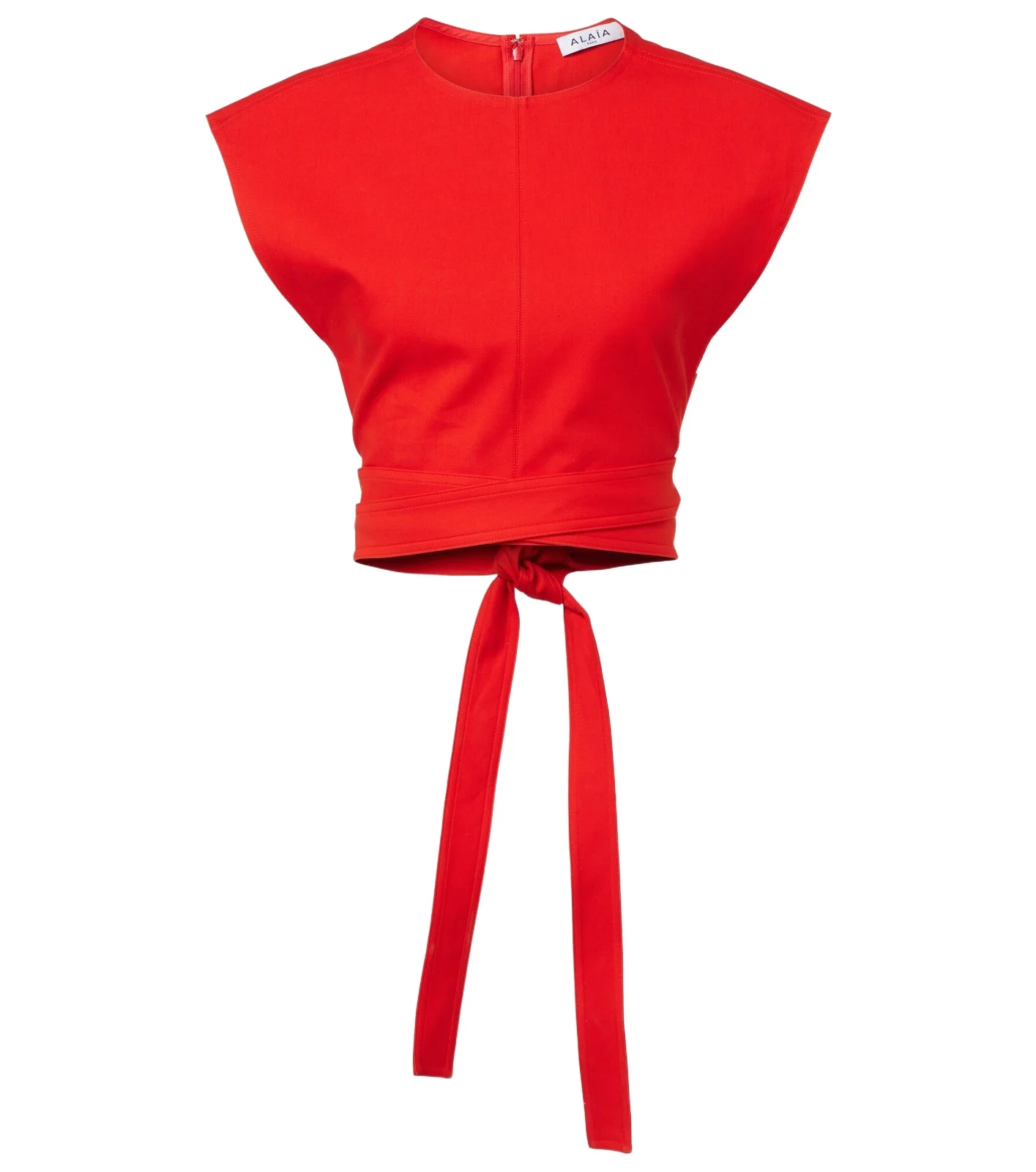 ALAÏA Belted cotton gabardine crop top