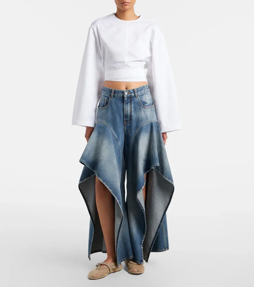Alaïa Alaïa Ruffled wide-leg jeans | Thumbnail 2