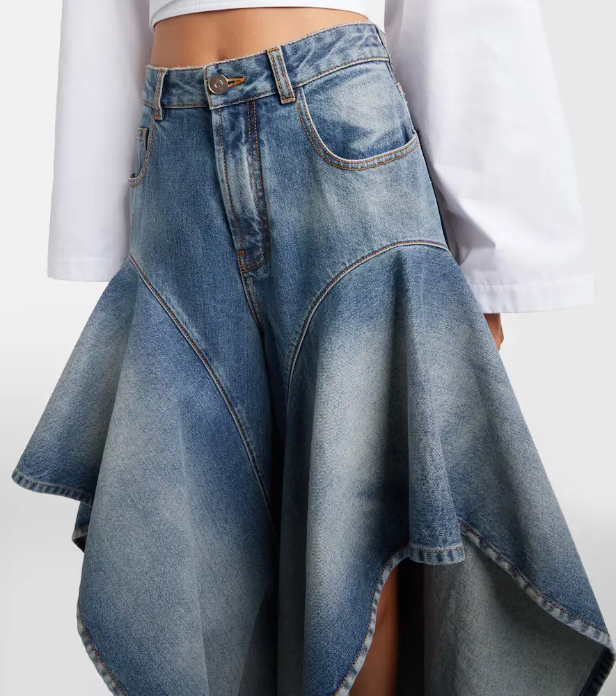Alaïa Alaïa Ruffled wide-leg jeans | Thumbnail 3
