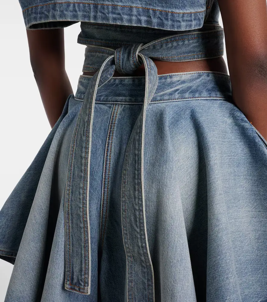 ALAÏA Belted denim crop top | Thumbnail 6