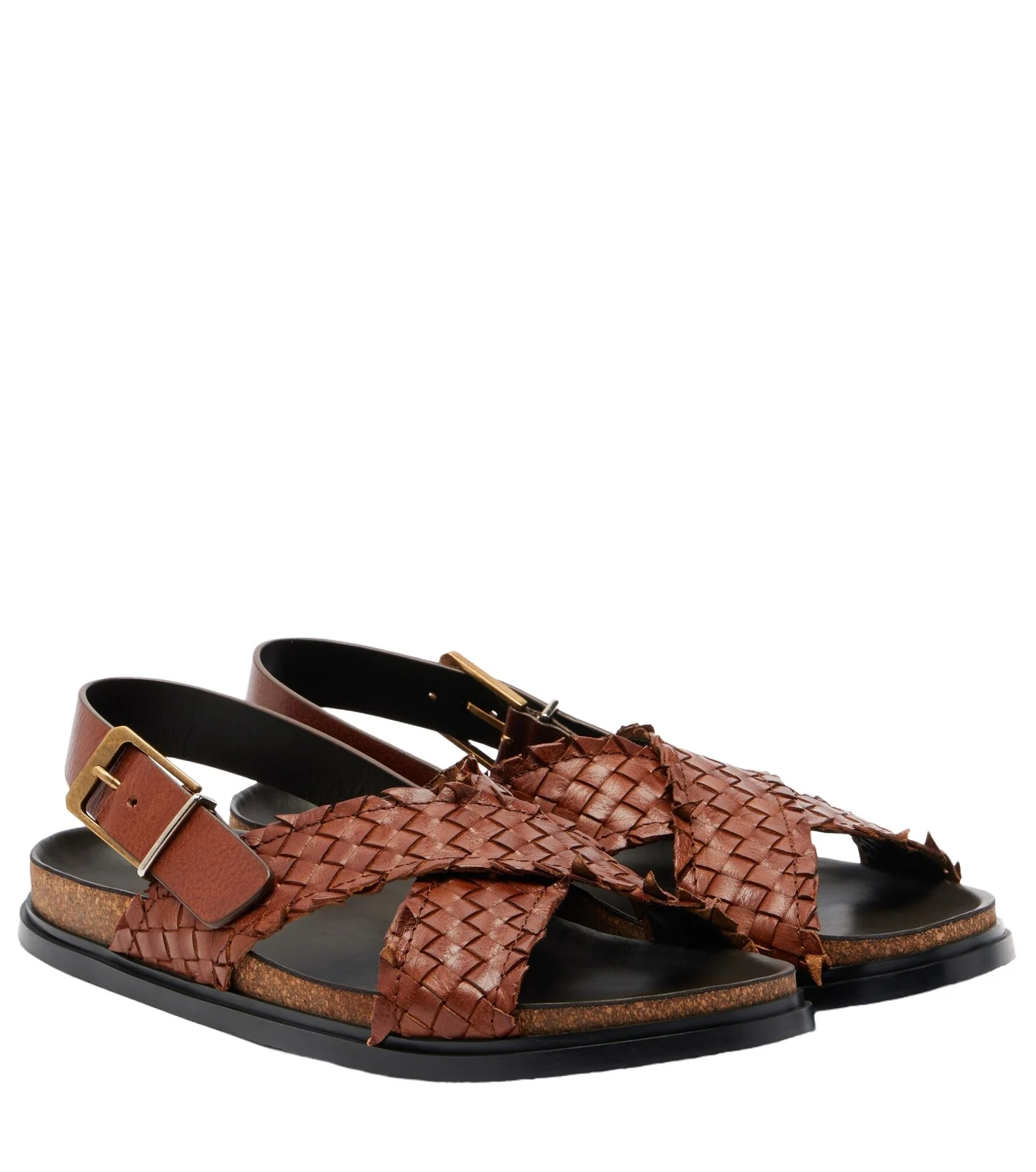 The Row Buckle woven leather sandals