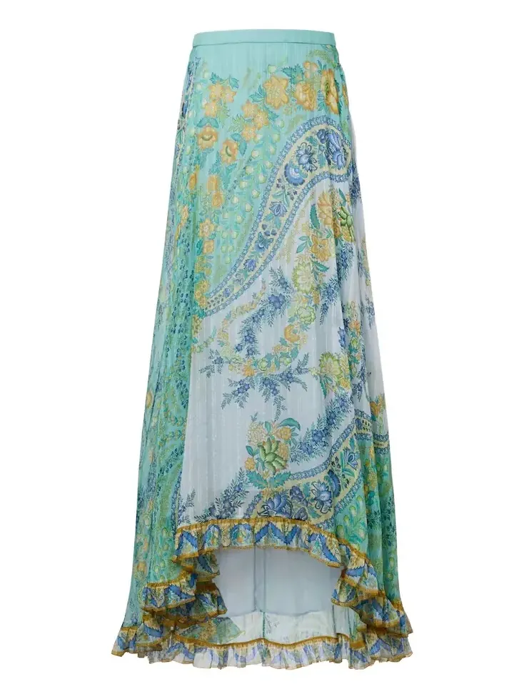 Floral asymmetric silk maxi skirt Floral asymmetric silk maxi skirt