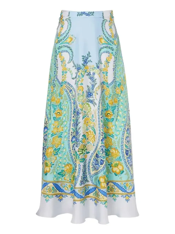 Floral silk maxi skirt