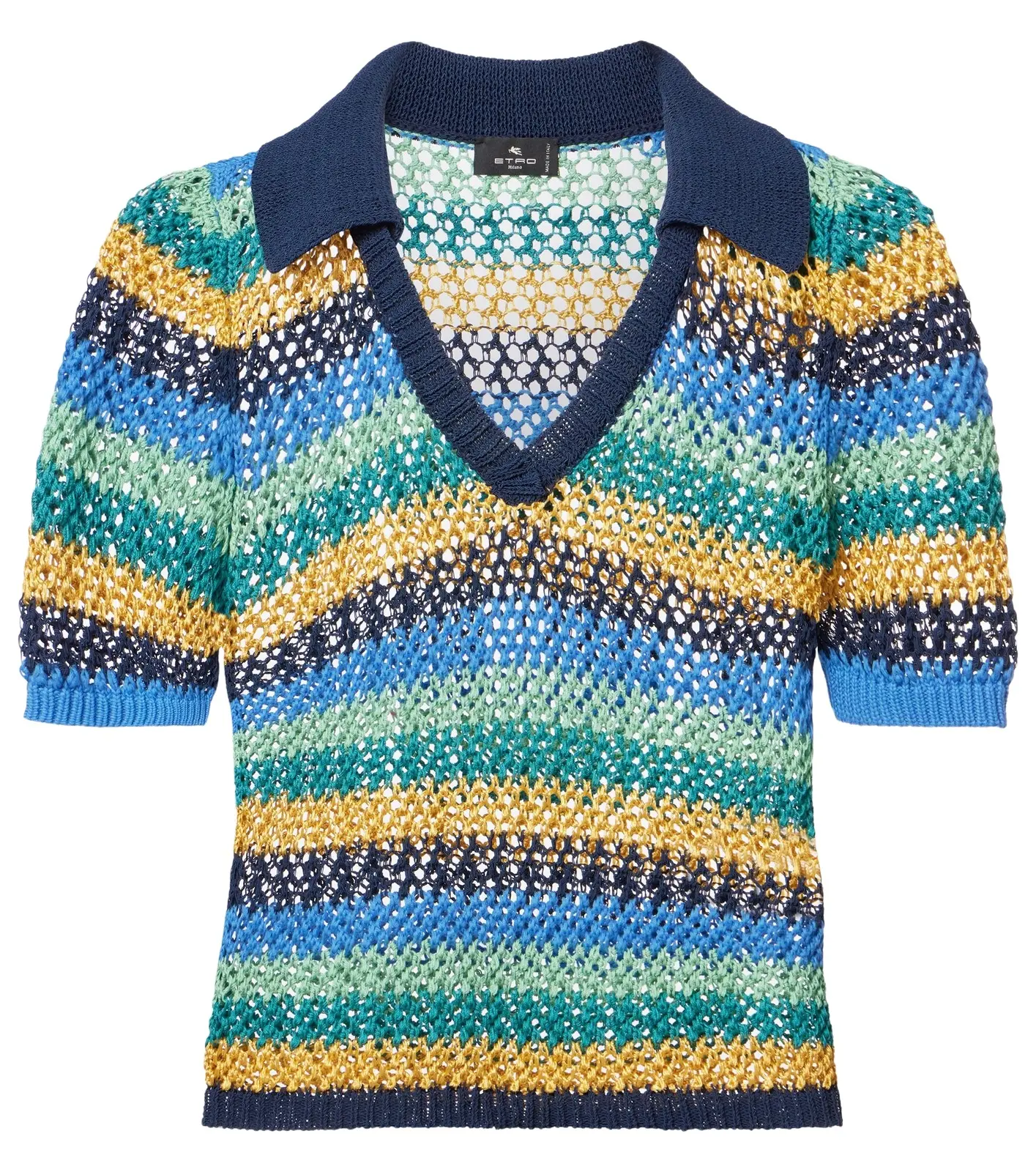 Knitted striped cotton-blend crop top