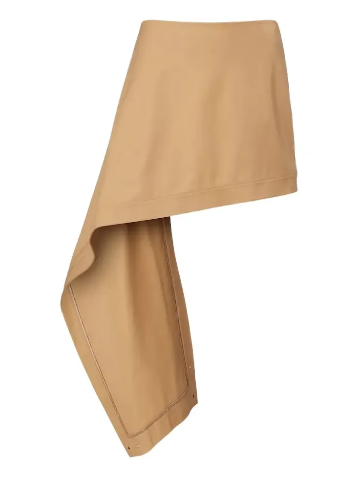 Asymmetric silk-trimmed cotton miniskirt