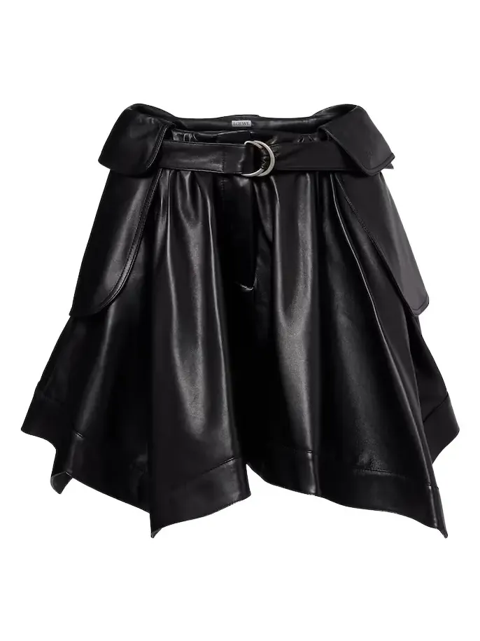 Double L belted leather miniskirt