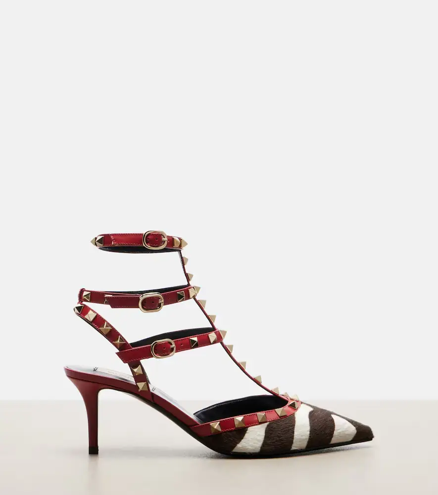 Valentino Garavani Rockstud leather-trimmed calf hair pumps | Thumbnail 3 Valentino Garavani Rockstud leather-trimmed calf hair pumps | Thumbnail 3