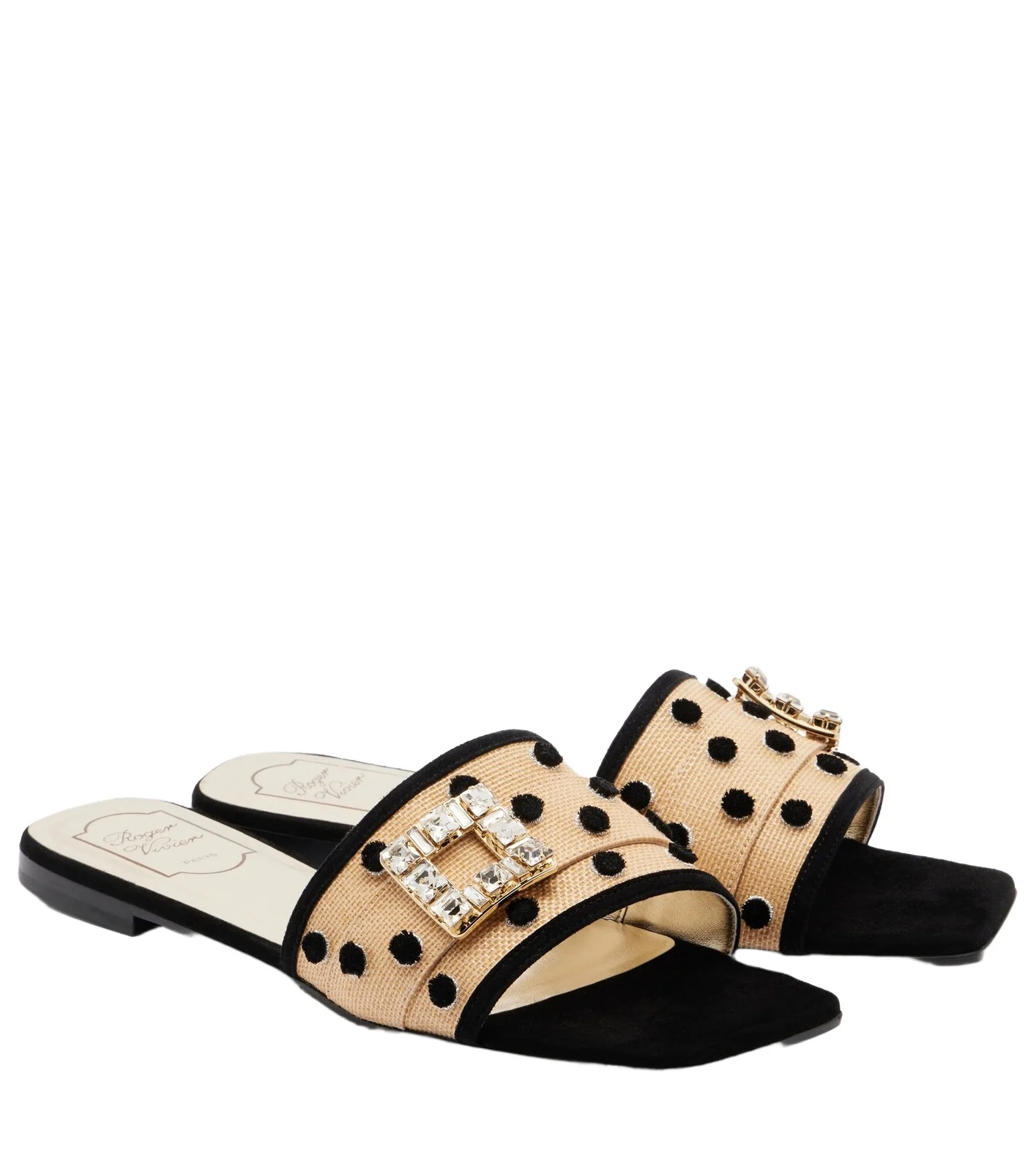 Roger Vivier Très Vivier polka-dot suede-trimmed slides