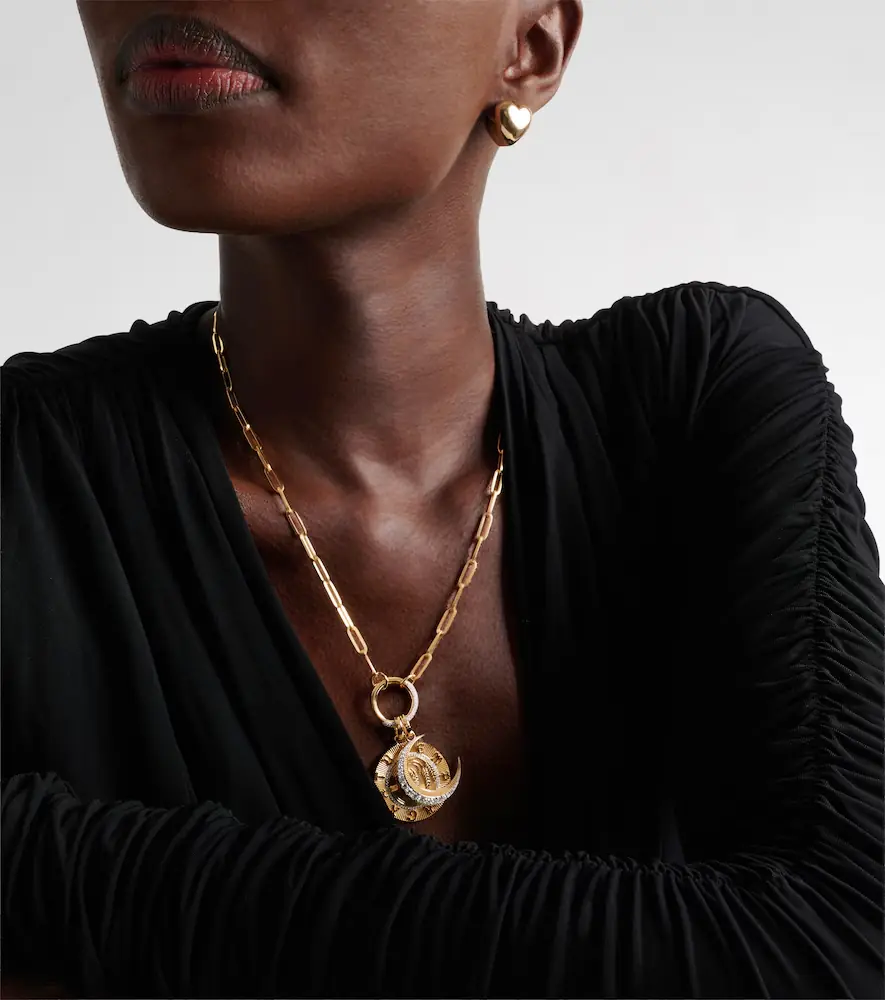 FoundRae Infinite Gratitude & Crescent 18kt gold pendant necklace with diamond | Thumbnail 2 FoundRae Infinite Gratitude & Crescent 18kt gold pendant necklace with diamond | Thumbnail 2