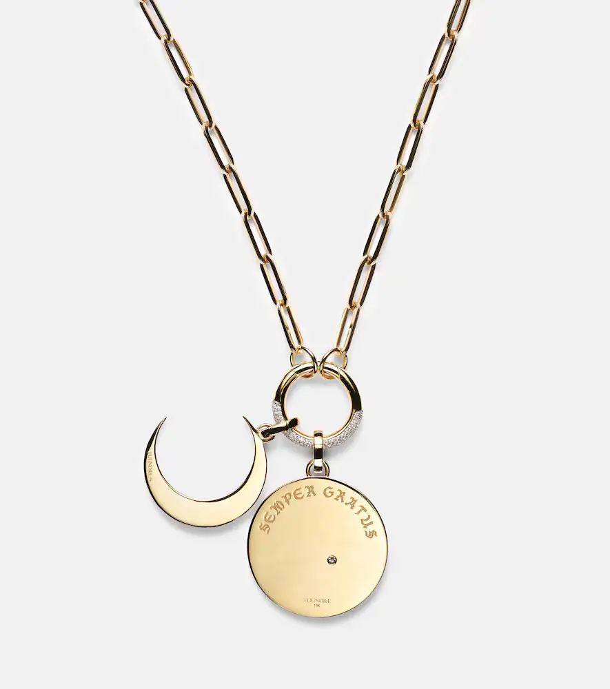 FoundRae Infinite Gratitude & Crescent 18kt gold pendant necklace with diamond | Thumbnail 4 FoundRae Infinite Gratitude & Crescent 18kt gold pendant necklace with diamond | Thumbnail 4