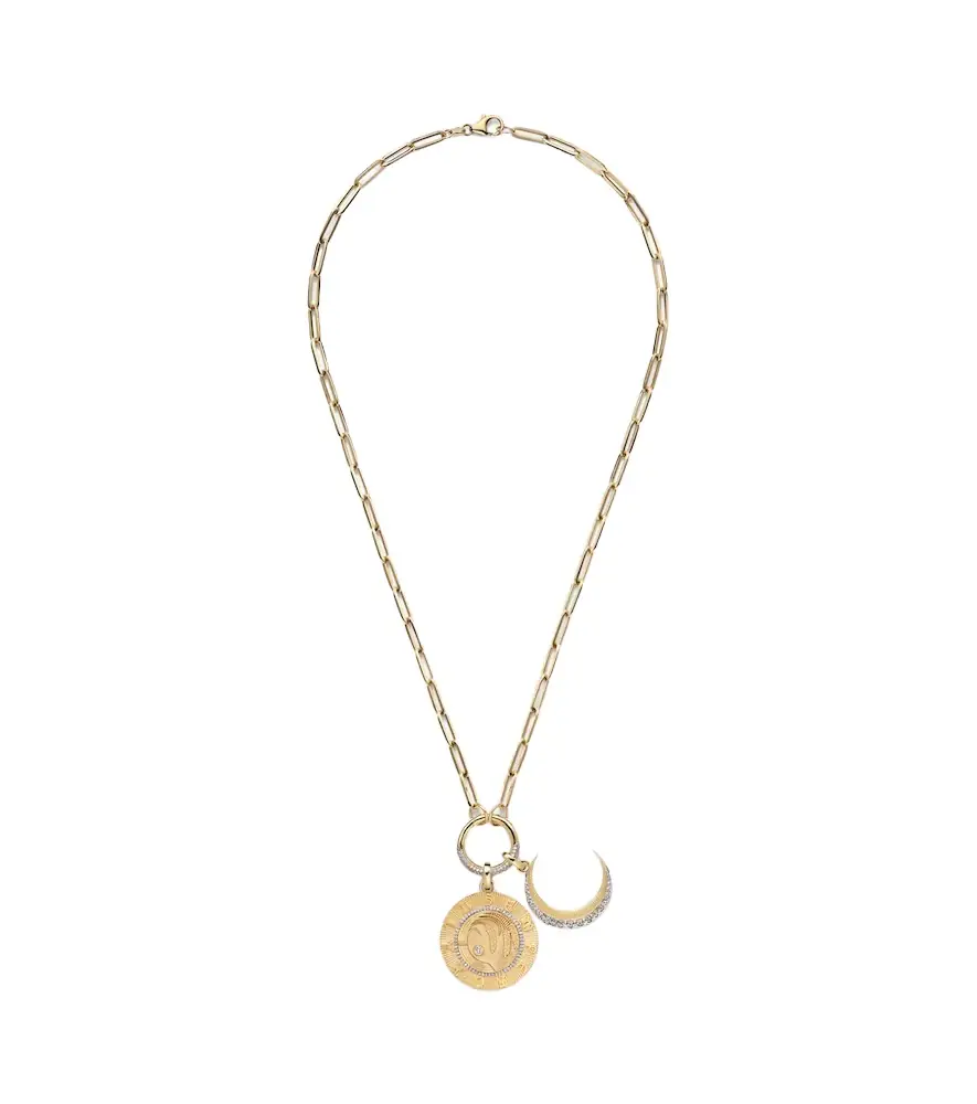 FoundRae Infinite Gratitude & Crescent 18kt gold pendant necklace with diamond | Image 1 FoundRae Infinite Gratitude & Crescent 18kt gold pendant necklace with diamond | Image 1