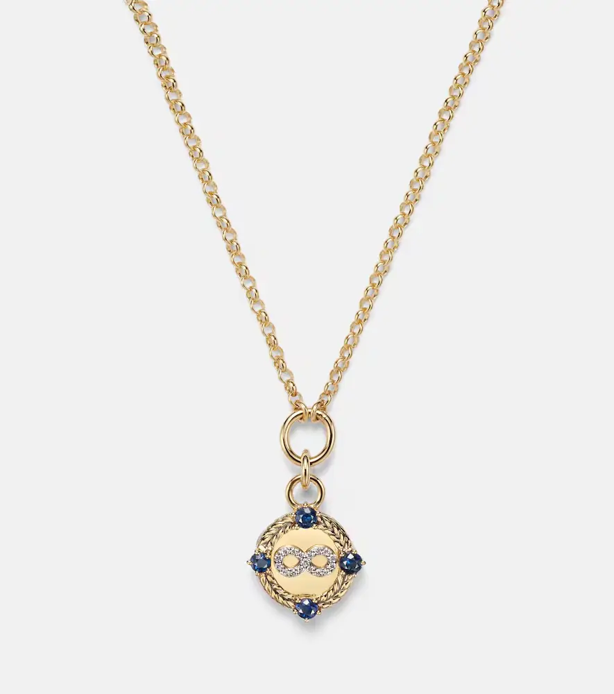 Foundrae Infinite Gratitude 18kt gold pendant necklace with diamonds and sapphires | Thumbnail 6