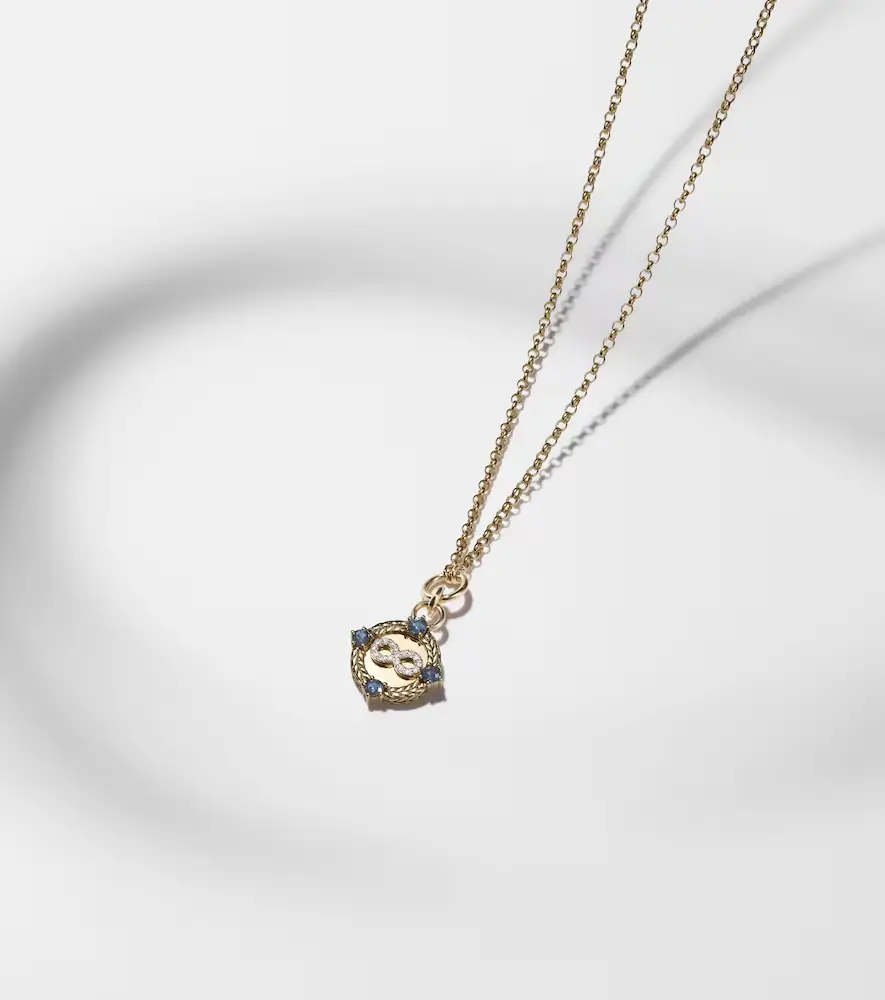 Foundrae Infinite Gratitude 18kt gold pendant necklace with diamonds and sapphires | Thumbnail 7