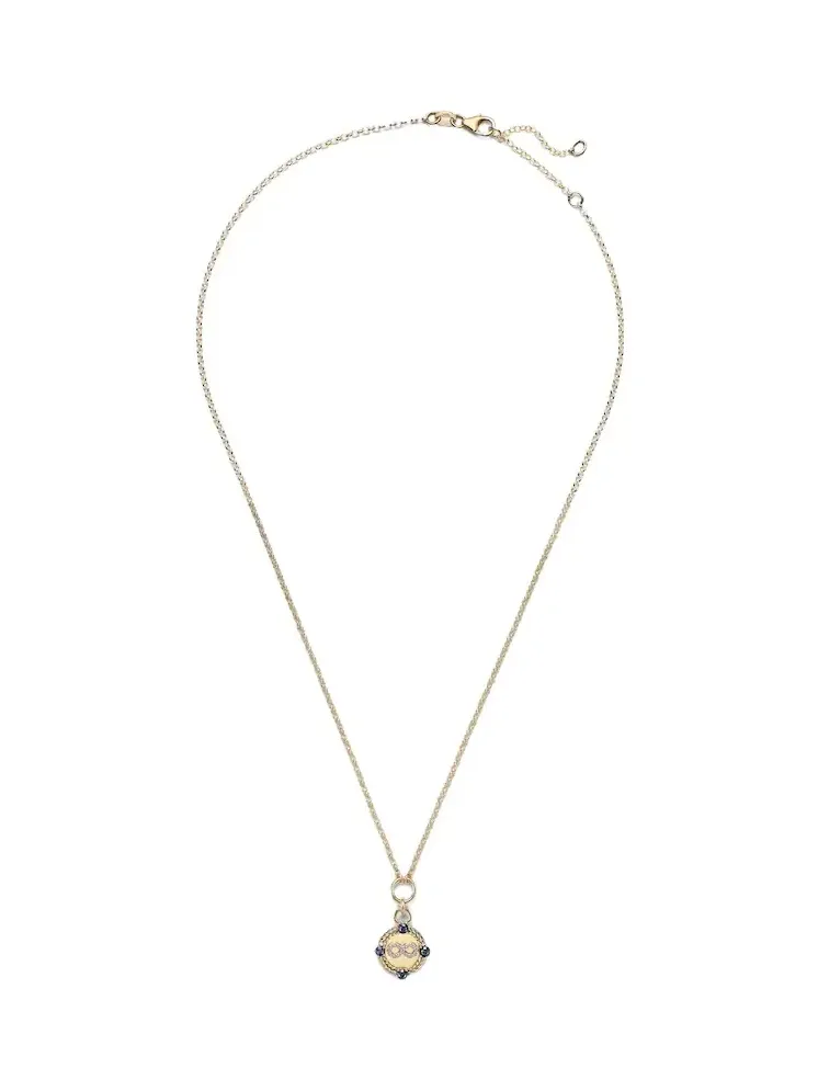 Infinite Gratitude 18kt gold pendant necklace with diamonds and sapphires Infinite Gratitude 18kt gold pendant necklace with diamonds and sapphires